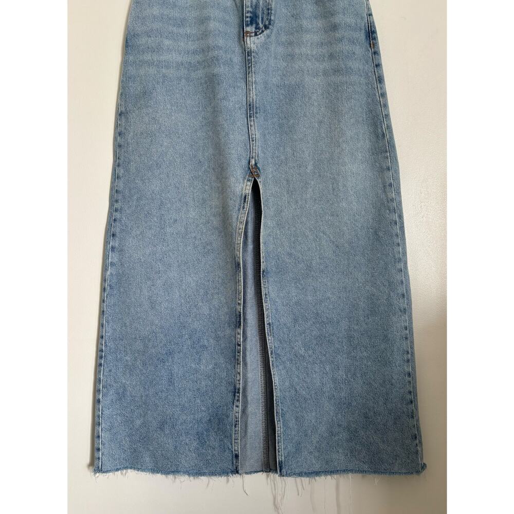 Light Wash Pilcro Anthropologie High Waisted Denim Midi-Maxi Skirt 6 - Picture 4 of 6